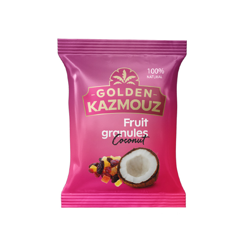 كيس حلوى جوز الهند مع حبيبات الفواكه المجففة